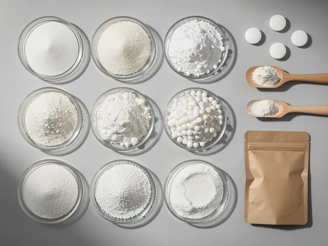 Pharmaceutical excipient powders in glass petri dishes