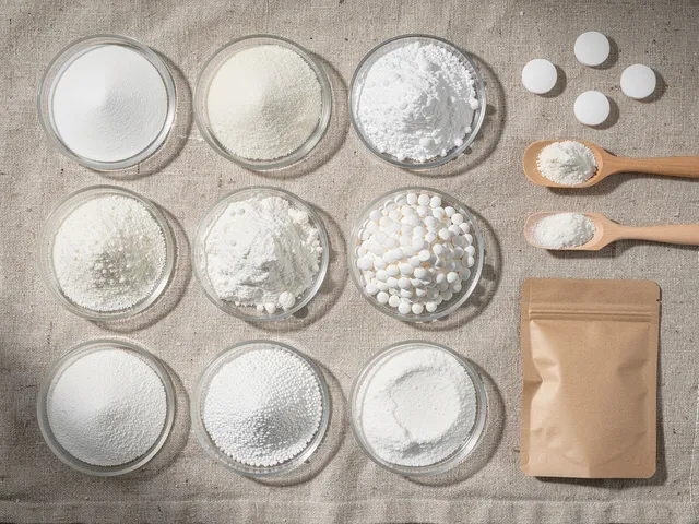 Pharmaceutical excipient powders in glass petri dishes